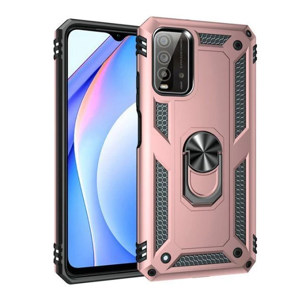 Gpack Xiaomi Poco M3 Kılıf Vega Tank Standlı Yüzüklü MıknatıslıNano Glass - 7