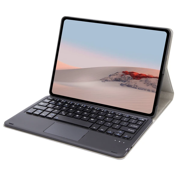 Microsoft Surface Go 4 3 2 1 Uyumlu SFGO A Model Ağaç Dokulu Bluetooth Klavyeli Deri Kılıf Siyah - 6