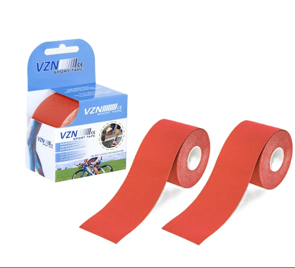 VZN Kinezyo Bandı - Spor Terapi - 5m x 5cm - Suya Dayanıklı - Kırmızı (2 Kutu)
