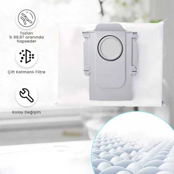 Roborock S7 MaxV Ultra, S7 Max Ultra, Q5+, Q7+, Q7 Max+, S8 Pro Ultra, S8+ Toz Torbası 4 Adet - Resim 4