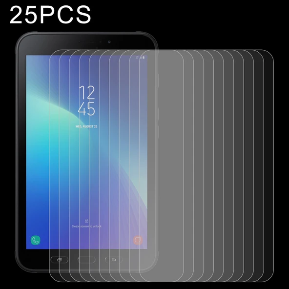 Samsung Galaxy Tab Active 2 Uyumlu 25 Adet 9H Sertlikte 2.5D Patlamaya Dayanıklı Temperli Tablet Cam Koruyucu