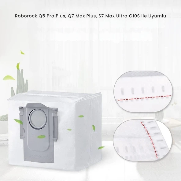 Roborock S7 MaxV Ultra, S7 Max Ultra, Q5+, Q7+, Q7 Max+, S8 Pro Ultra, S8+ Toz Torbası 4 Adet - Resim 2