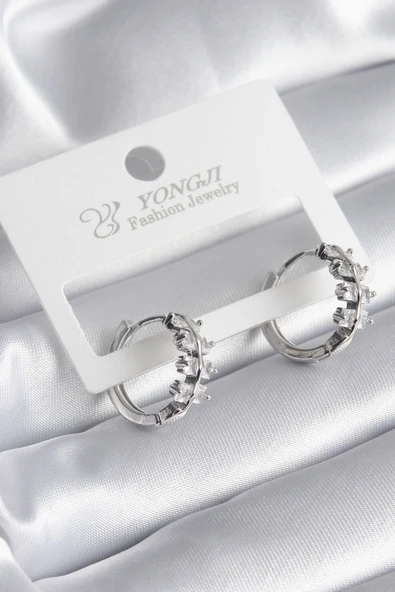 Zirkon Taşlı Gümüş Renk Kadın Küpe - BKP8355-ST ürün görseli