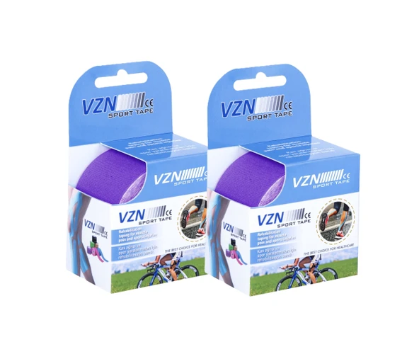 VZN Kinezyo Bandı - Spor Terapi - 5m x 5cm - Suya Dayanıklı - Mor (2 Kutu) - 2