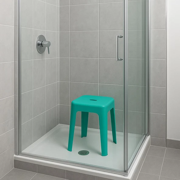 Saban Tabure Sağlam Plastik Kırılmaya Dayanıklı Bahçe, Balkon ,Banyo Su Yeşili - 5