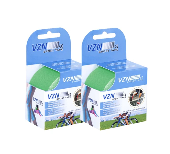 VZN Kinezyo Bandı - Spor Terapi - 5m x 5cm - Suya Dayanıklı - Yeşil (2 Kutu) - 2
