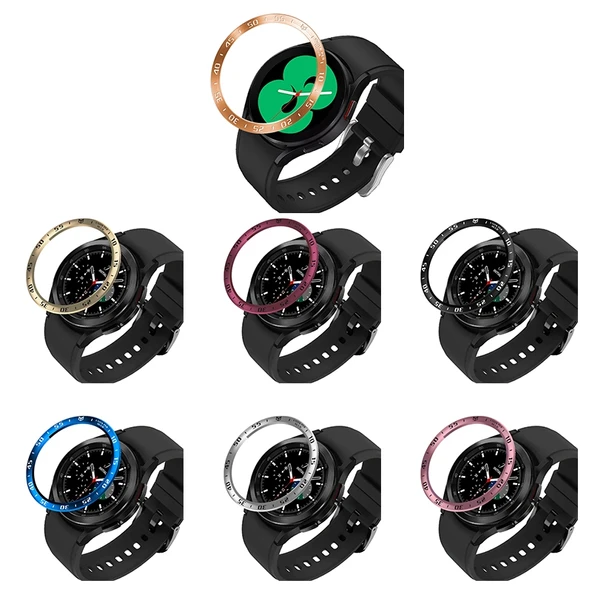 Samsung Galaxy Watch4 Classic 42mm Çelik Çerçeve Yüzük Gül Pembe Siyah Harf - 2
