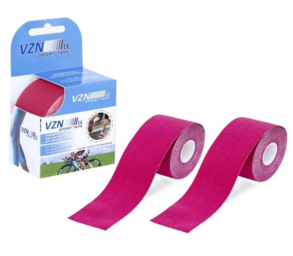 VZN Kinezyo Bandı - Spor Terapi - 5m x 5cm - Suya Dayanıklı - Pembe (2 Kutu)