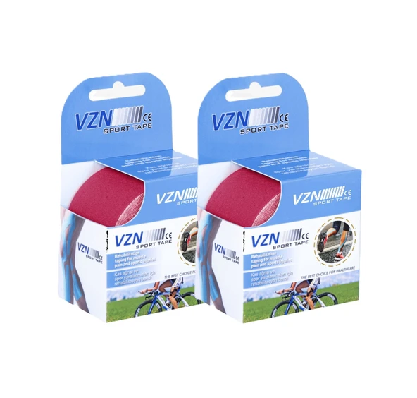 VZN Kinezyo Bandı - Spor Terapi - 5m x 5cm - Suya Dayanıklı - Pembe (2 Kutu) - 2