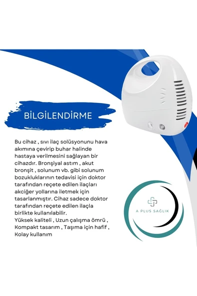 APLUSSAĞLIK Buhar Makinesi Nebülizatör Kompakt Kompresörlü Atomizer Buhar Ayarlı Yüksek Kalite Buhar Makinesi - 4