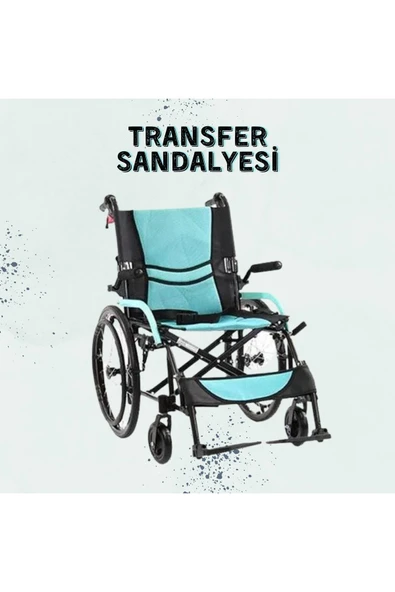 APS Refakatçi Transfer Sandalyesi Hasta Taşıma Sandalyesi Frenli Manuel Tekerlekli Sandalye - 1