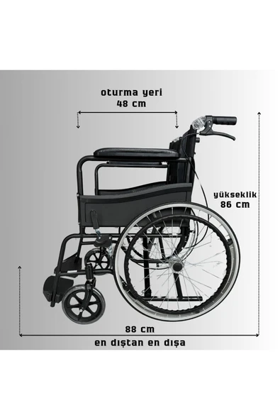 APLUSSAĞLIK Standart Frenli Tekerlekli Sandalye Yüksek Kalite Standart Tekerlekli Sandalye - 4
