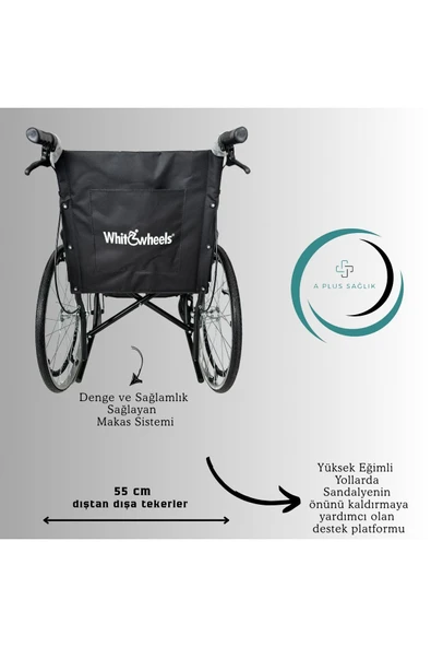 APLUSSAĞLIK Standart Frenli Tekerlekli Sandalye Yüksek Kalite Standart Tekerlekli Sandalye - 6