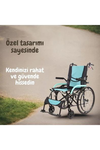 APS Refakatçi Transfer Sandalyesi Hasta Taşıma Sandalyesi Frenli Manuel Tekerlekli Sandalye - 5