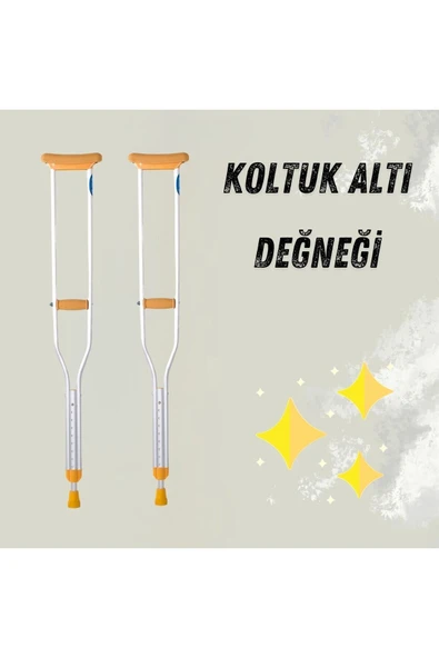 APS Koltuk Altı Değneği Yürümeye Yardımcı Çift Koltuk Değneği İthal Alüminyum Hafif Yüksek Kalite