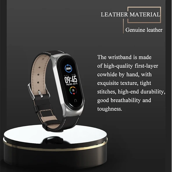 Xiaomi Mi Band 6 5 4 3 Uyumlu Mijobs CS Mikrofiber Deri Saat Kayışı Siyah Gri - 5