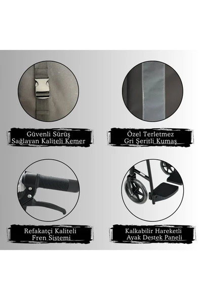 APLUSSAĞLIK Standart Frenli Tekerlekli Sandalye Yüksek Kalite Standart Tekerlekli Sandalye - 3