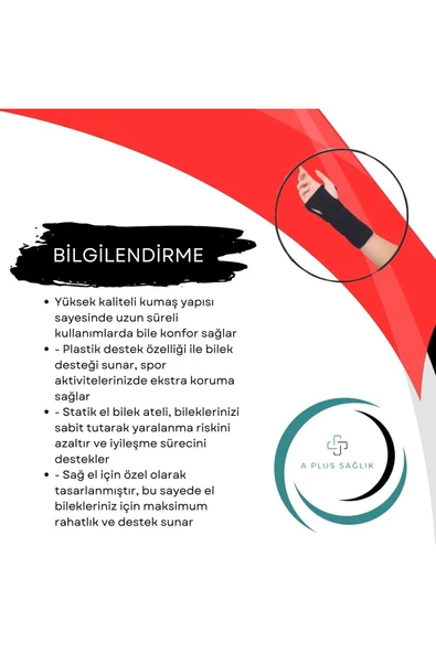 APLUSSAĞLIK El Bilek Ateli Yüksek Kaliteli Neopren Kumaş Çift Taraflı Çelik Destekli Statik El Bilek Ateli - 3