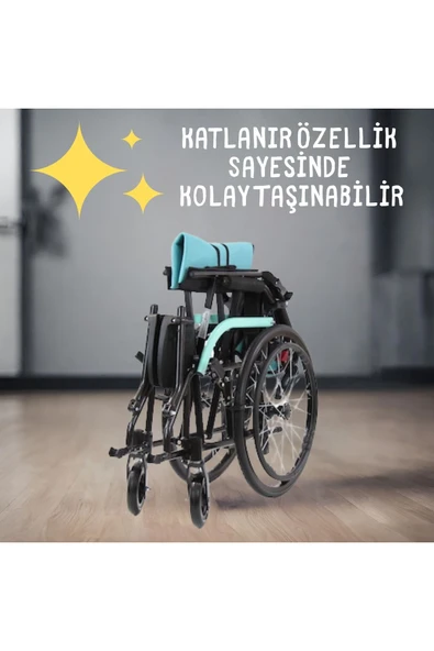 APS Refakatçi Transfer Sandalyesi Hasta Taşıma Sandalyesi Frenli Manuel Tekerlekli Sandalye - 2