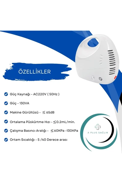 APLUSSAĞLIK Buhar Makinesi Nebülizatör Kompakt Kompresörlü Atomizer Buhar Ayarlı Yüksek Kalite Buhar Makinesi - 3