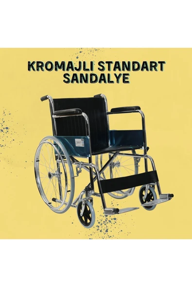 APS Standart Kromajlı Hasta Taşıma Sandalyesi Yüksek Kalite Deri Döşeme