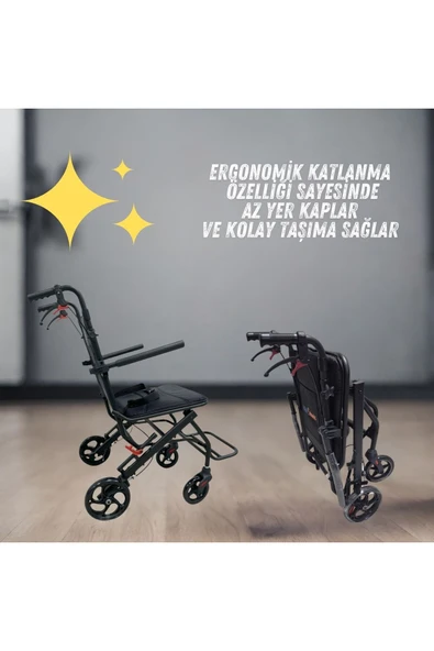 APLUSSAĞLIK Tekerlekli Sandalye Katlanır Ergonomik Yeni Nesil Yüksek Kalite Hasta Transfer Sandalyesi - 2