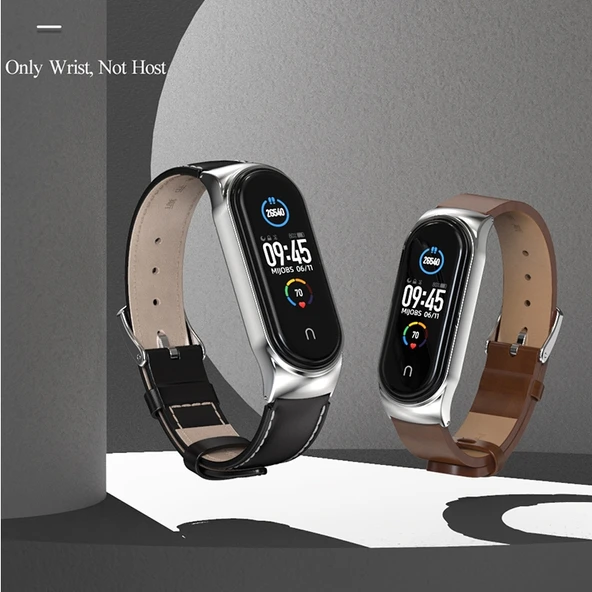 Xiaomi Mi Band 6 5 4 3 Uyumlu Mijobs CS Mikrofiber Deri Saat Kayışı Siyah Gri - 4