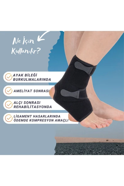 APLUSSAĞLIK Malleol Destekli Ayak Bilekliği Ped Destekli Yüksek Kalite Ayak Bilekliği Sekiz Bandajlı - 2