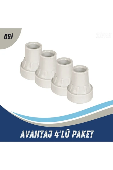 APS Baston Lastiği Yumuşak Kaymaz Taban Baston Asa Ucu Yüksek Kalite 4'lü Avantaj Paket Gri