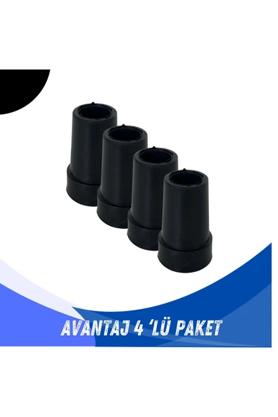 APLUSSAĞLIK Tripot Lastiği Tetrapot Lastiği Yumuşak Kaymaz Taban Yüksek Kalite 4'lü Avantaj Paket Siyah