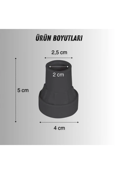 APS Baston Lastiği Yumuşak Kaymaz Taban Baston Asa Ucu Yüksek Kalite 4'lü Avantaj Paket Gri ve Siyah - 2