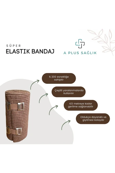 APLUSSAĞLIK Elastik Bandaj 15CM Yüksek Kalite Süper Tıbbi Elastik Bandaj - 2