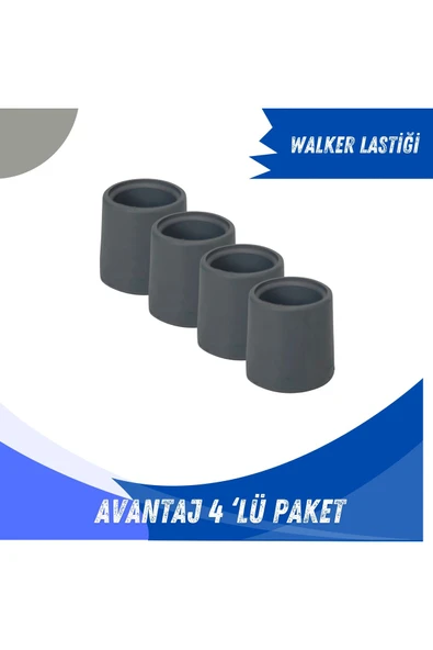 APLUSSAĞLIK Walker Yürüteç Lastiği Yumuşak Kaymaz Taban Yüksek Kalite 4'lü Avantaj Paket Gri