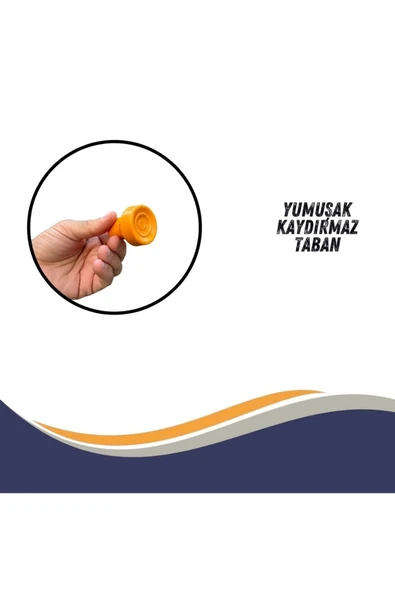 APS Baston Lastiği Yumuşak Kaymaz Taban Baston Asa Ucu Yüksek Kalite 4'lü Avantaj Paket Turuncu - 2