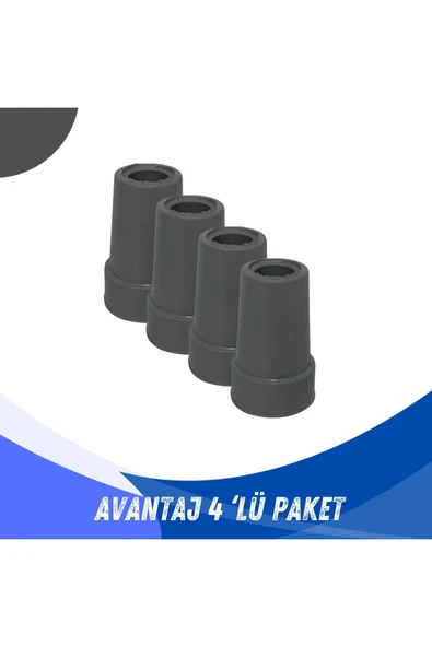APLUSSAĞLIK Tripot Lastiği Tetrapot Lastiği Yumuşak Kaymaz Taban Yüksek Kalite 4'lü Avantaj Paket Gri