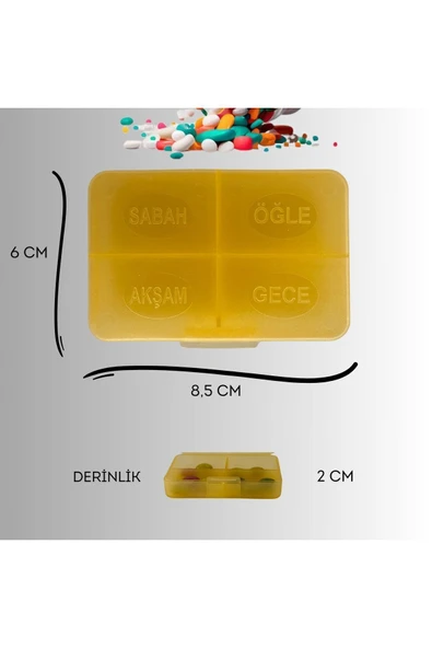 APS Günlük İlaç Saklama Kutusu Renkli İlaç Kutusu Yüksek Kalite Plastik Kutu Sarı Renkli - 4