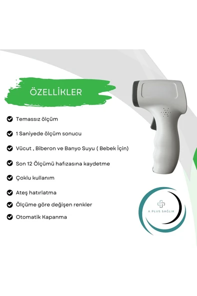 APLUSSAĞLIK Temassız Alından Ateş Ölçer Kızıl Ötesi Ateş Ölçer Uluslararası Onaylı Çocuk ve Yetişkin Ateş Ölçer - 3