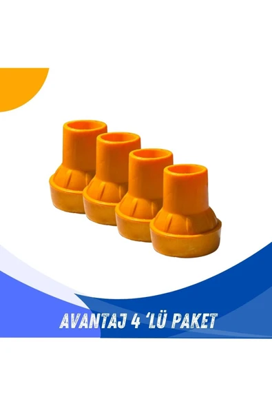 APS Baston Lastiği Yumuşak Kaymaz Taban Baston Asa Ucu Yüksek Kalite 4'lü Avantaj Paket Turuncu