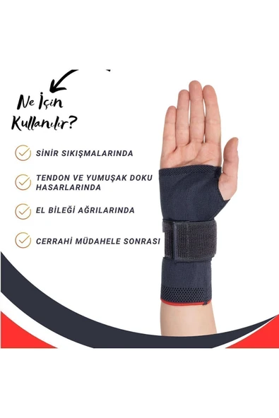 APS Örme El Bilek Ateli Yüksek Kalite  Kumaş Plastik Destekli Statik El Bilek Ateli ( Sol ) - 2