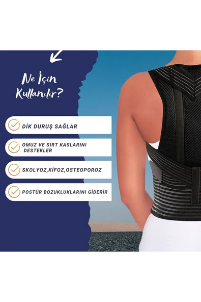 APS Dik Duruş Korsesi Yüksek Kalite Kumaş Kamburluk Korsesi - 2