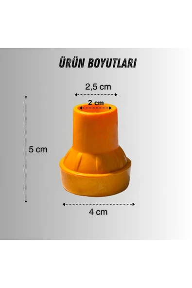 APS Baston Lastiği Yumuşak Kaymaz Taban Baston Asa Ucu Yüksek Kalite 4'lü Avantaj Paket Turuncu - 4