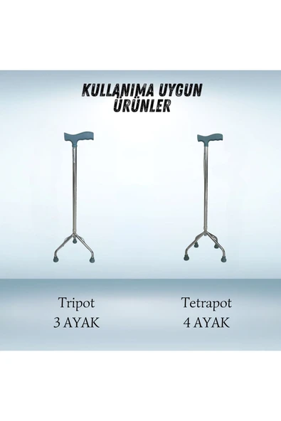 APLUSSAĞLIK Tripot Lastiği Tetrapot Lastiği Yumuşak Kaymaz Taban Yüksek Kalite 4'lü Avantaj Paket Gri - 4