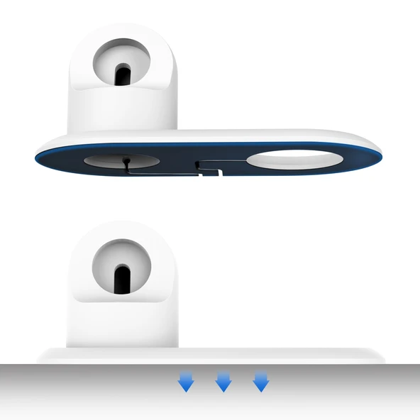 Apple Watch ve iPhone için 2'si 1 Arada Çok Fonksiyonlu Magsafe Şarj Standı Beyaz - 3