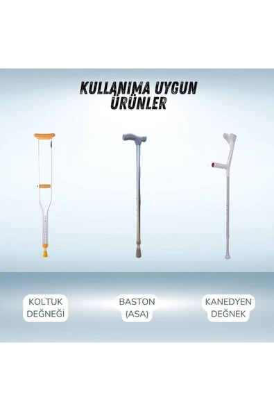 APS Baston Lastiği Yumuşak Kaymaz Taban Baston Asa Ucu Yüksek Kalite 4'lü Avantaj Paket Gri - 3