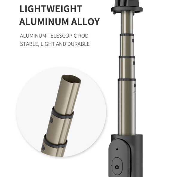 Q07 Model 6 Inç Halkalı Işık Taşınabilir Bluetooth Selfie Çubuğu Tripod - 5
