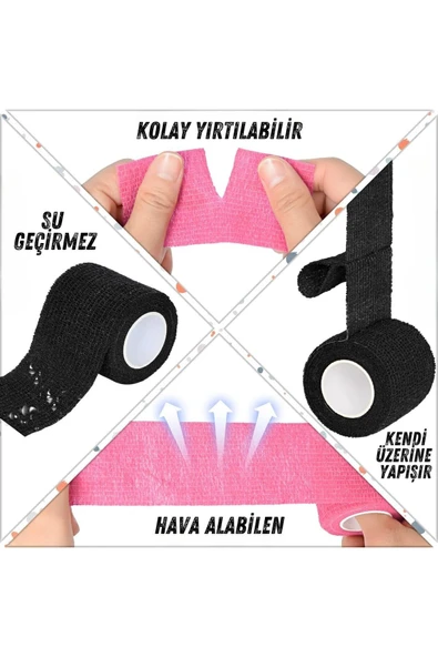 APLUSSAĞLIK Siyah Renk Coban Bandajı Elastik Kendinden Yapışkanlı Coban Bandajı Yüksek Kalite ( 7,5 cm*4,5m ) - 3