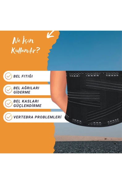 APS Lüks Bel Korsesi Lumbosacral Korse Siyah Sportif Yüksel Kalite Kumaş - 2