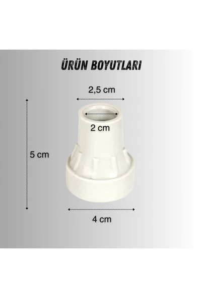APS Baston Lastiği Yumuşak Kaymaz Taban Baston Asa Ucu Yüksek Kalite 4'lü Avantaj Paket Gri - 2