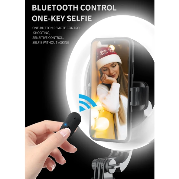 Q07 Model 6 Inç Halkalı Işık Taşınabilir Bluetooth Selfie Çubuğu Tripod - 6