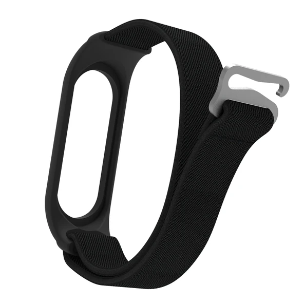 Xiaomi Mi Band 6 5 4 3 Uyumlu Siyah 9 Şekilli Tokalı Naylon Silikon Saat Kayışı - 3
